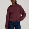 Burgundy Velmora Dreamwingstee Relaxed Pullover Hoodie Soft Drop Shoulder Fit
