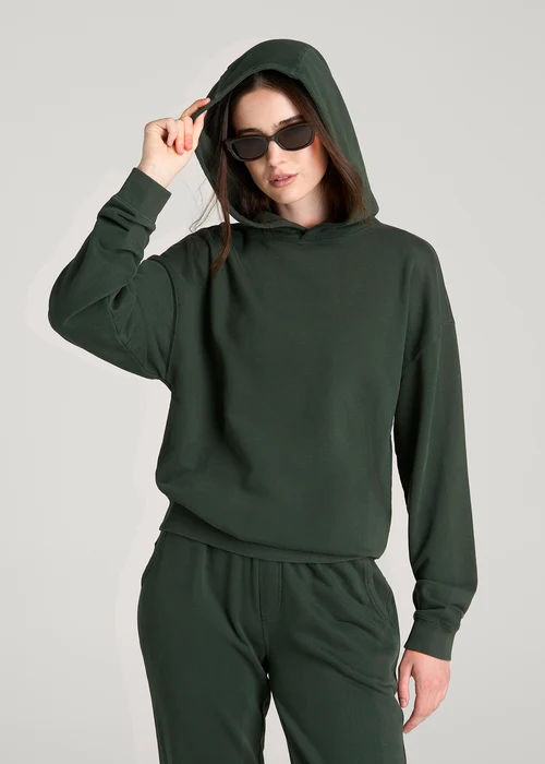 Forest Green Dreamwingstee Velnora Relaxed Pullover Hoodie Soft Minimal Fit