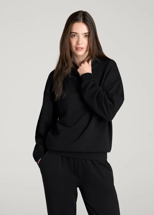 Midnight Black Dreamwingstee Zelmora Oversized Pullover Hoodie Clean Relaxed Fit