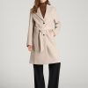 Oatmeal Dreamwingstee Velzora Belted Wool Blend Coat Tailored Notch Lapel Fit